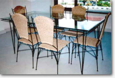 Rattan and Iron Wrought dinner set